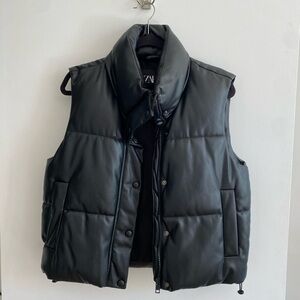 Zara Faux Leather Puffer Vest